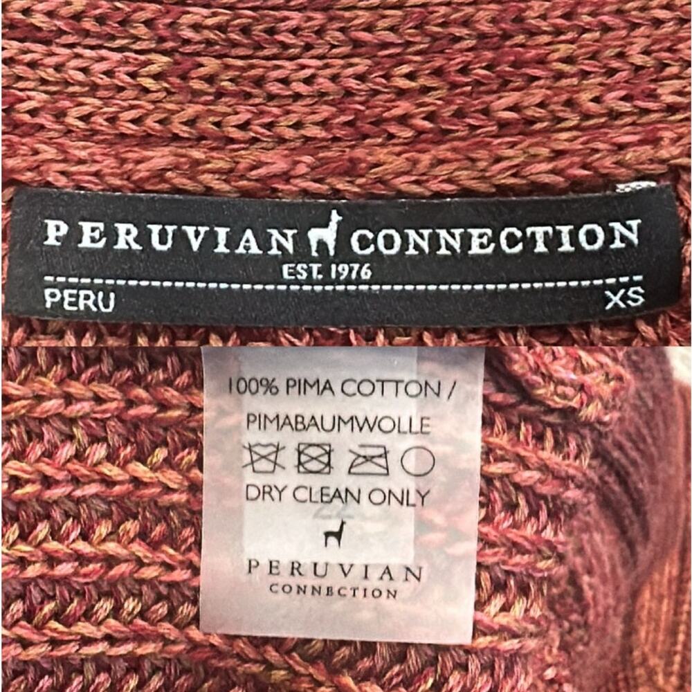 Peruvian Connection Salinas Cardigan Brandywine Marled Brick Red XS‎ Boho Luxury - Picture 8 of 9